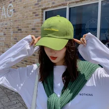 Ins Корейская версия летняя вышитая буквенная трендовая шляпа Джокер зонт для пары утка язык шляпа Зеленая Бейсболка стиль
