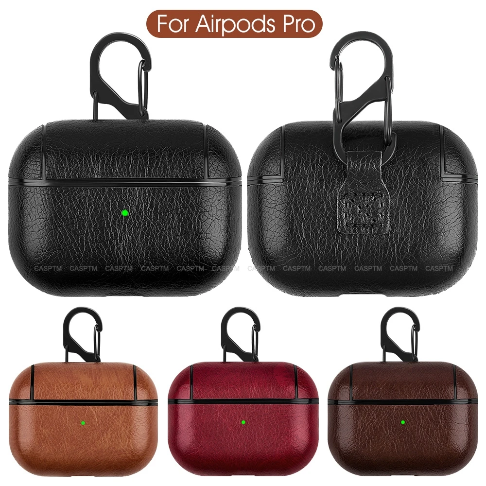 Кожаный чехол для наушников AirPods Pro с брелком противоударный 3 2019 дюйма крючком