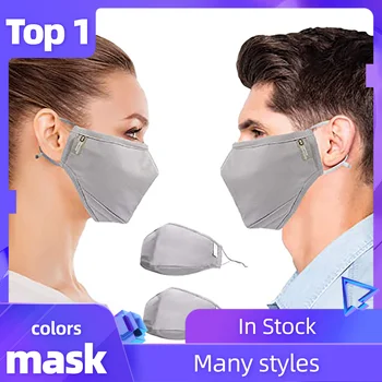 

2pc Mouth Masks Pure Color Pure Cotton Washable Reusable Windproof Black Mask Plus Gasket Filter Mask Face Sheild Mascarar