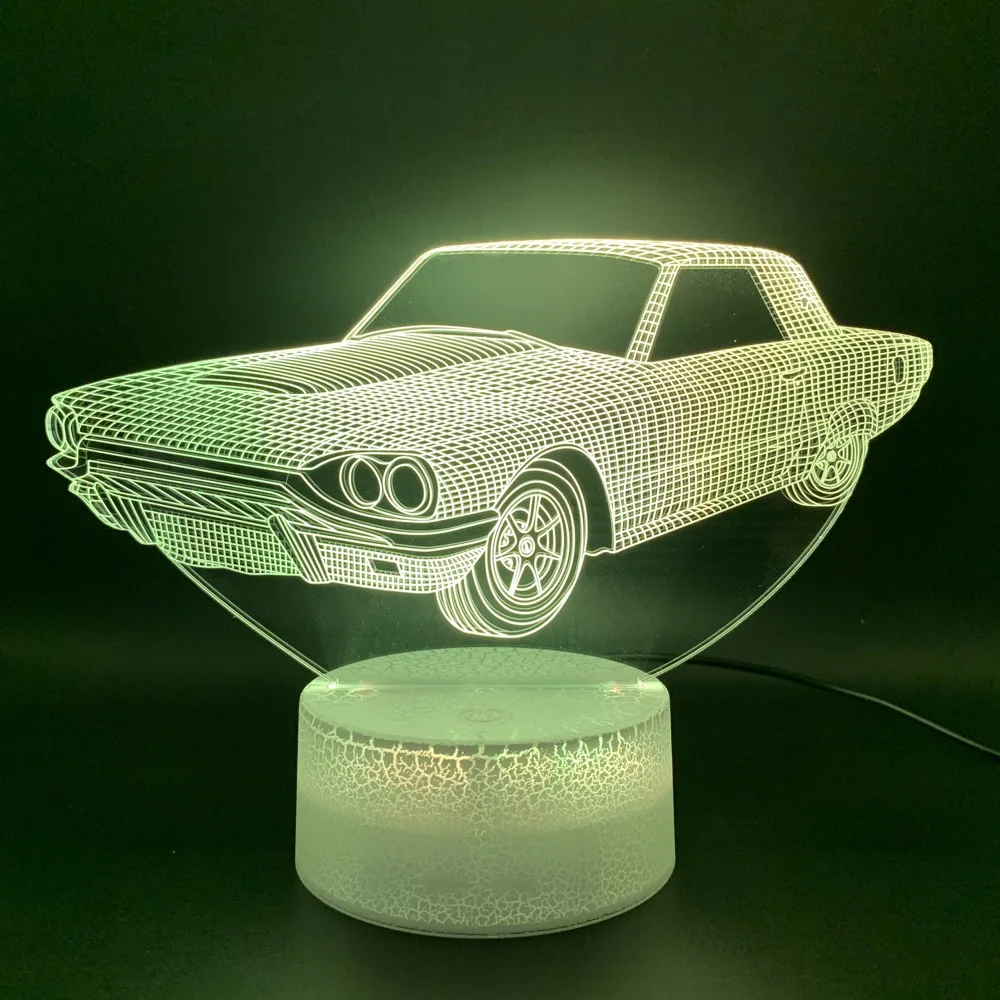 Прохладный 3D иллюзия Лампа Винтаж авто домашнего офиса деко потолочный