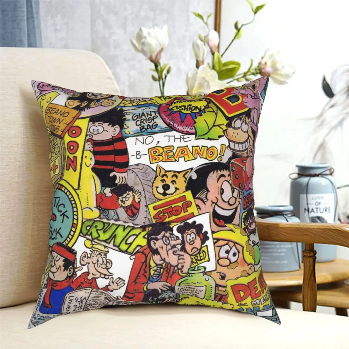 Fodera Per Cuscino Per La Casa Con Cerniera Stampata Federa Quadrata Beano 45*45Cm