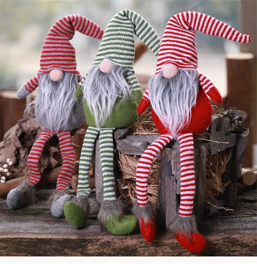 Мультяшная Рождественская безликая кукла завязанная борода Висячие ножки куклы-подвески гном Плюшевые Куклы Орнамент Рождественские украшения