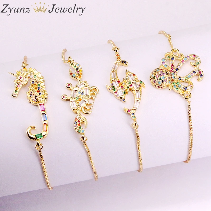 

10PCS, Rainbow cz animal series, crystal zironia connector beads Jewelry Bracelets, CZ Animal Charm Jewelry