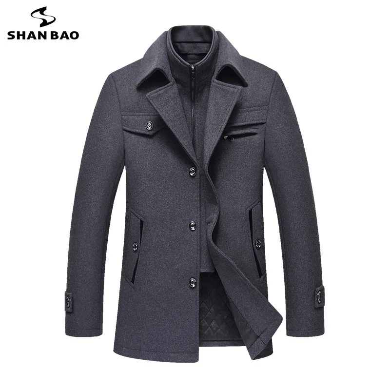 

2019 winter new double collar thick warm men's fashion casual wool jacket simple luxury high quality brand men's wool coat
