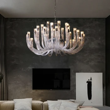 

European Retro LED Chandelier Lighting Fixtures Nordic Creative Iron Glass Ceiling Lamps Kitchen Living Room Loft Decor Fixtures