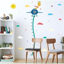 Cute Spaceship Deer Bending Height Chart Wall Stickers  For Kids Room Bedroom Height Growth Meter Sticker 50*70cm