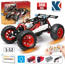 Kaiyu led cidade técnica rc carro moc blocos de construção app controle remoto programação fora de estrada veículo tijolos presentes brinquedos para meninos