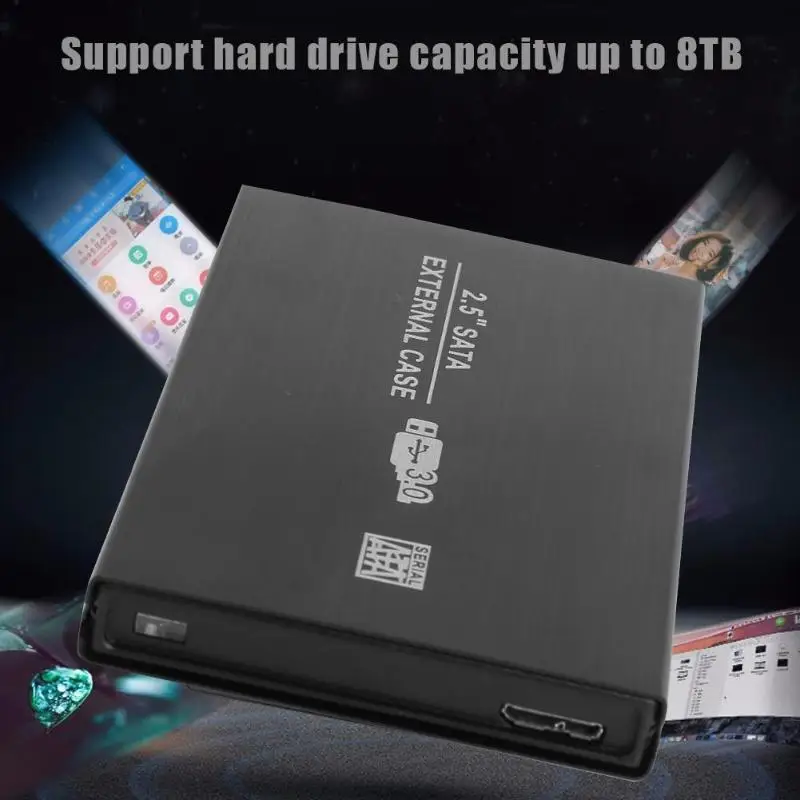 2,5 дюймов Матовый сплав USB3.0 жесткого диска SATA Корпус для внешнего жесткого диска с решетка охлаждения Поддержка 8T Скорость адаптар для жестких дисков для ноутбука