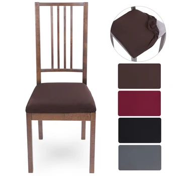 

Solid Stretch Dining Room Chair Seat Cover Removable Anti-Dust Seat Cushion Slipcover Protector For Kitchen Living Room