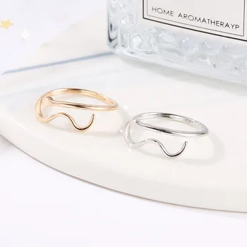 

2020 Fashion Simple Rings Golden Silvery Wavy Shape Opening Rings For Women Creative Adjustable Rings Jewelry Gifts