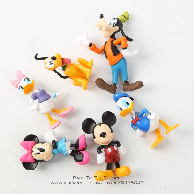 Tanie Disney Mickey Mouse Minnie 6 sztuk zestaw 6 8cm figurka postawa Anime dekoracja kolekcja figurka zabawka model dla dzieci prezent