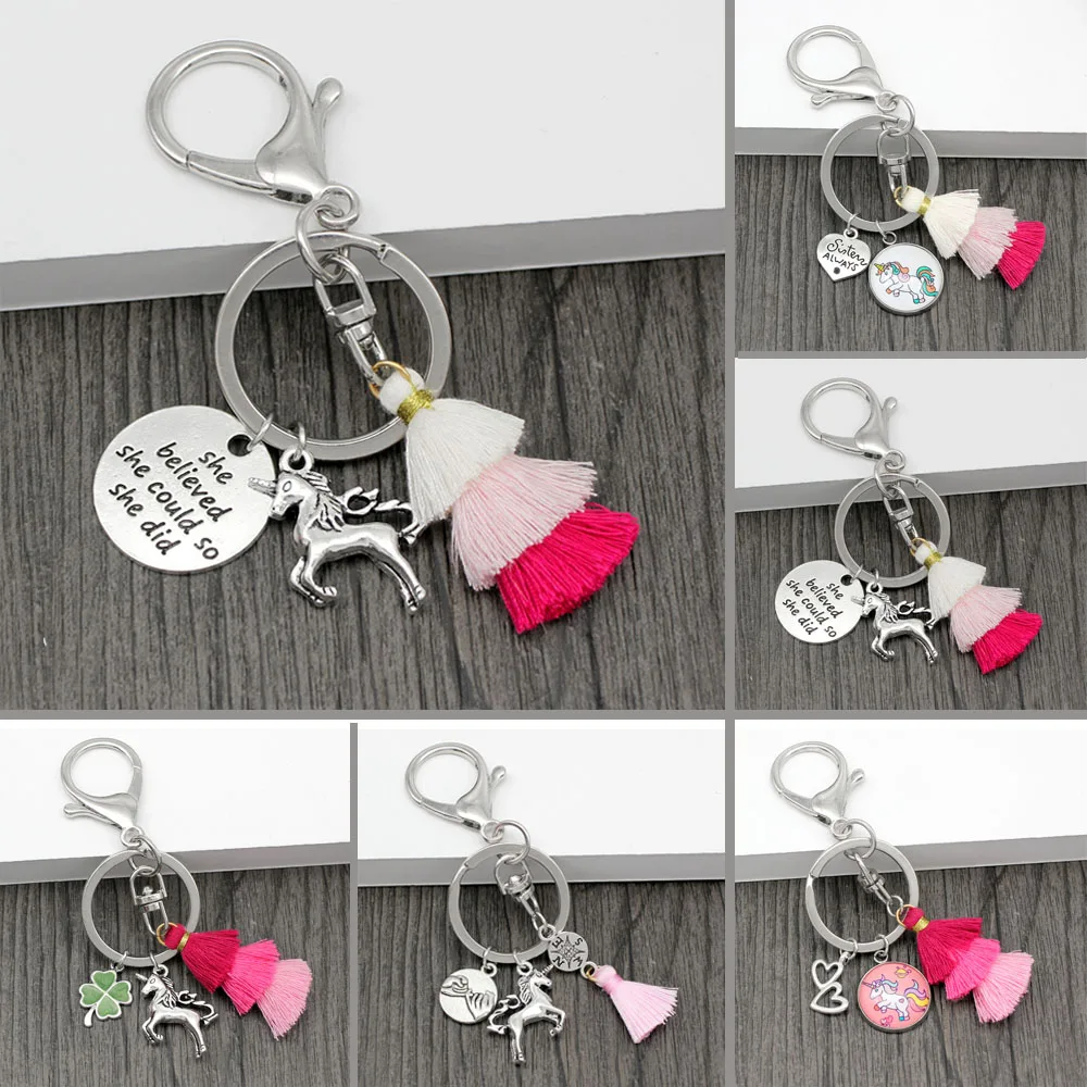 Unicorn Keychain Mermaid Pendant Keyring Key Holder Ocean Waves Keychains Best Friend Gift Bag Jewelry Christmas Gifts | Украшения и