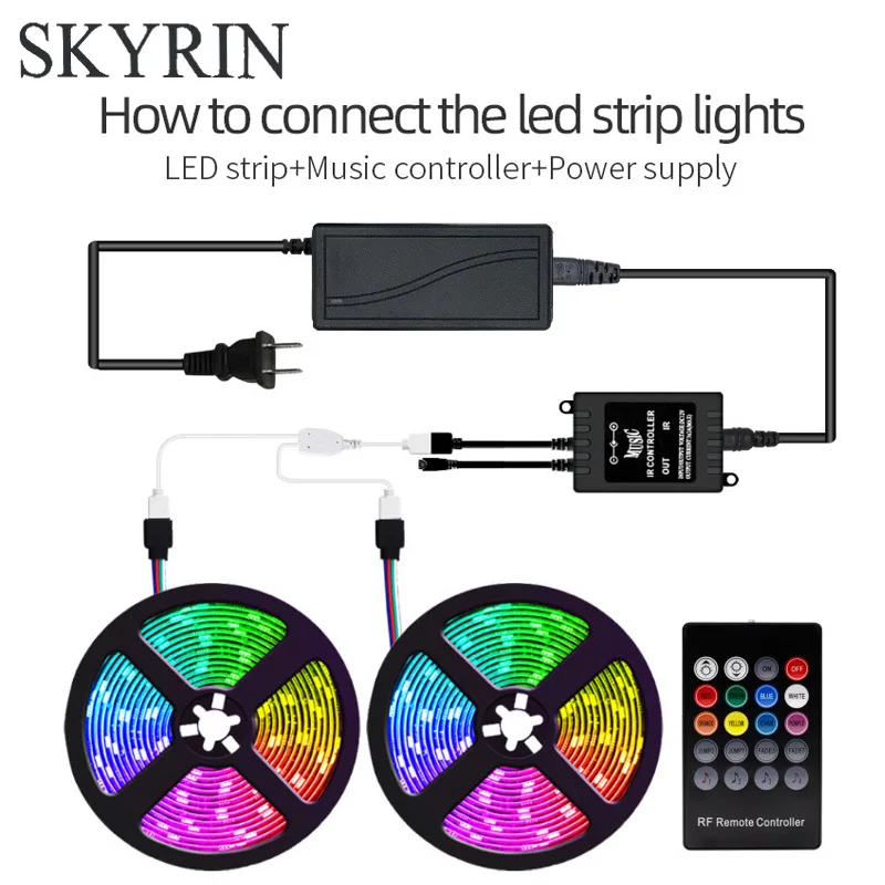 SKYRIN музыка Управление светодиодный полосы светильник RGB 2835 SMD 5050 DC 12V