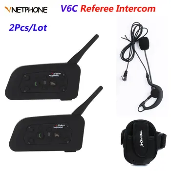 

2Pcs/Lot Vnetphone Full Duplex 1200M Referee Intercom Hook Headset Wireless Intercom V6C BT Football Referee Interphone