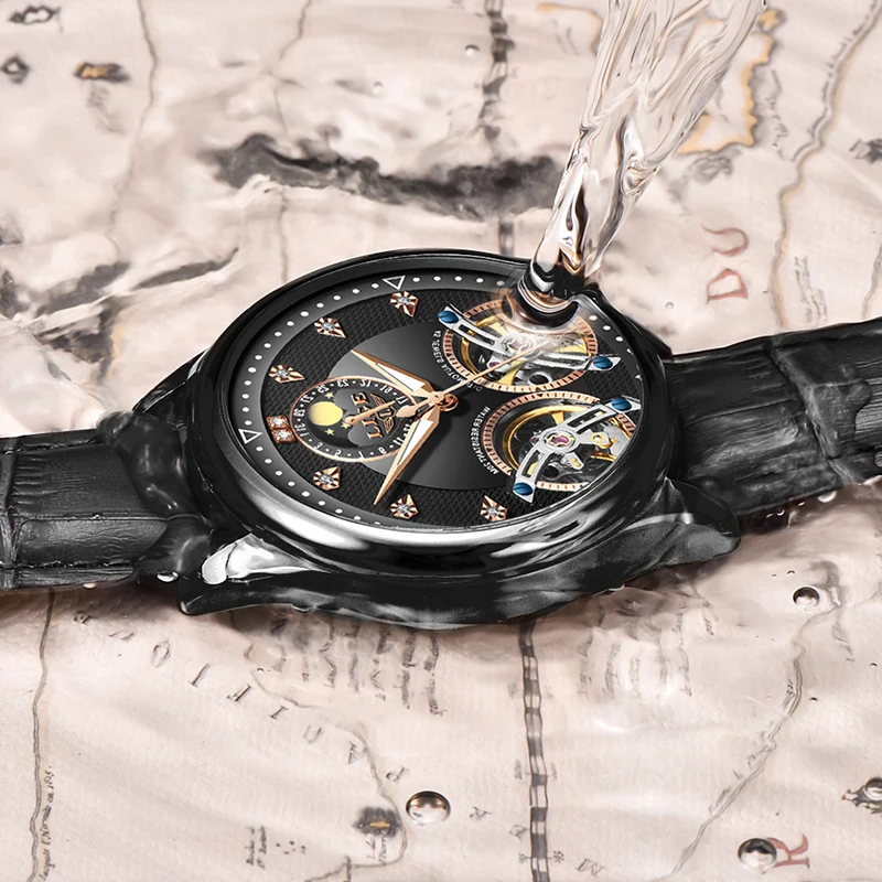 LIGE, мужские часы, механические Tourbillon, роскошные модные брендовые кожаные мужские спортивные часы, мужские автоматические часы, Relogio Masculino