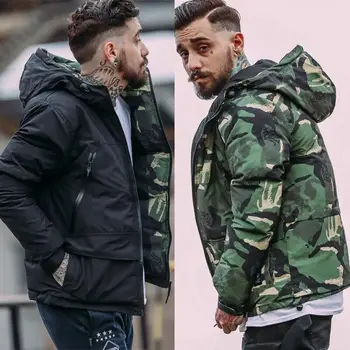 

Winter Jacket Men Military Parkas Coat Male Jacket Men Thick Outwear Nylon Camouflage Hooded Down Jacket Plus Size Print Zipper