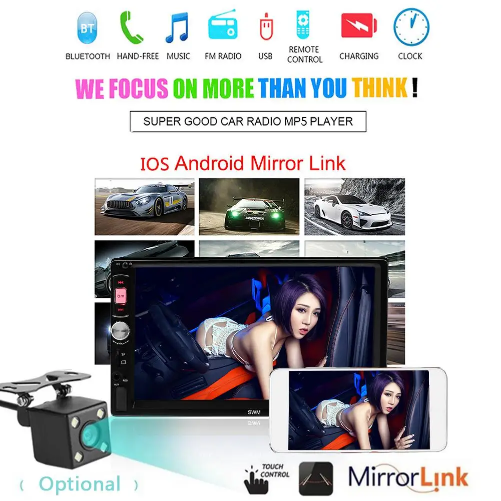 

7 Inch Bluetooth Car Radio Screen Stereo HD Car MP5 Player Supports Bluetooth Call Reversal Priority Android Support IOS