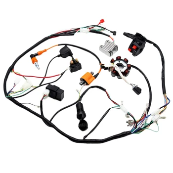 

Complete Electrics Wiring Harness Stator Coil CDI Solenoid Relay Spark Plug for 4 Wheelers Stroke ATV 50Cc 70Cc 110Cc 125Cc