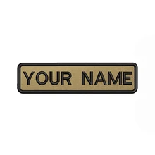 Caqui fundo marrom 10x2.5cm bordado nome personalizado texto remendo listras crachá ferro ou remendos de velcro