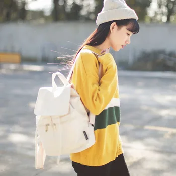 

Women Canvas Backpack Casual Preppy Style Mochila Feminina Back Pack Ladies School Book Bag Drawstring Travel Bag For Teenager