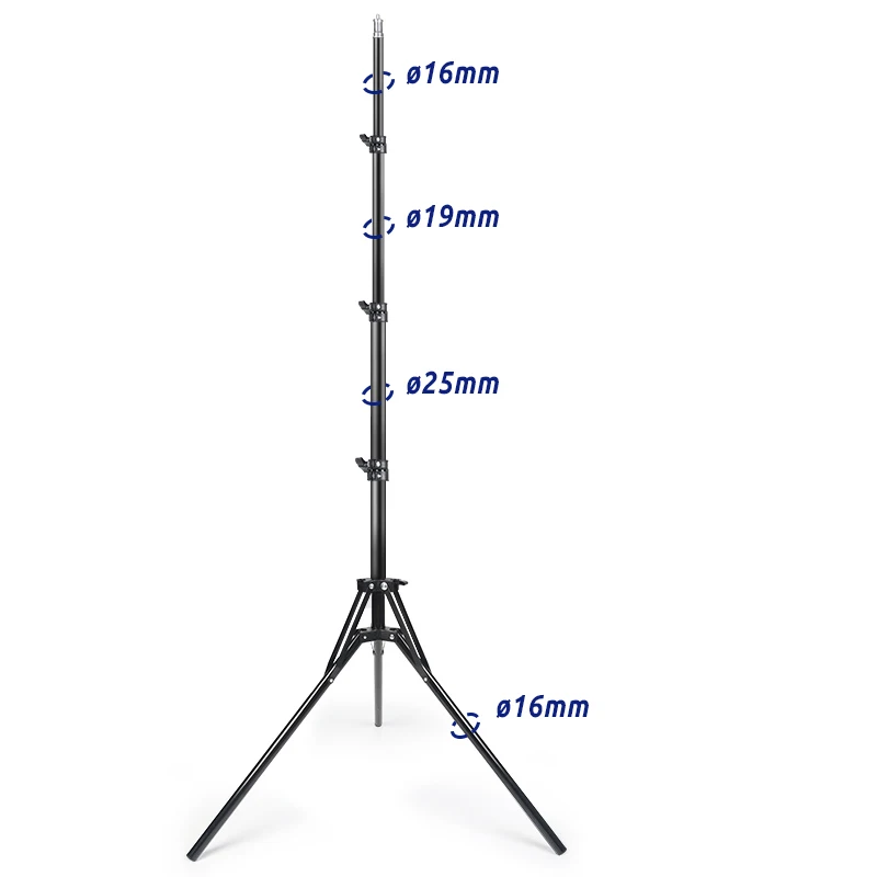 Description Picture 3 of itemTENWISH 2 Meters 6.5' Reversible Leg Light Stand Compact Portable Tripod for Photographic Studio Ring Lamp Youtuber Tiktok Live
