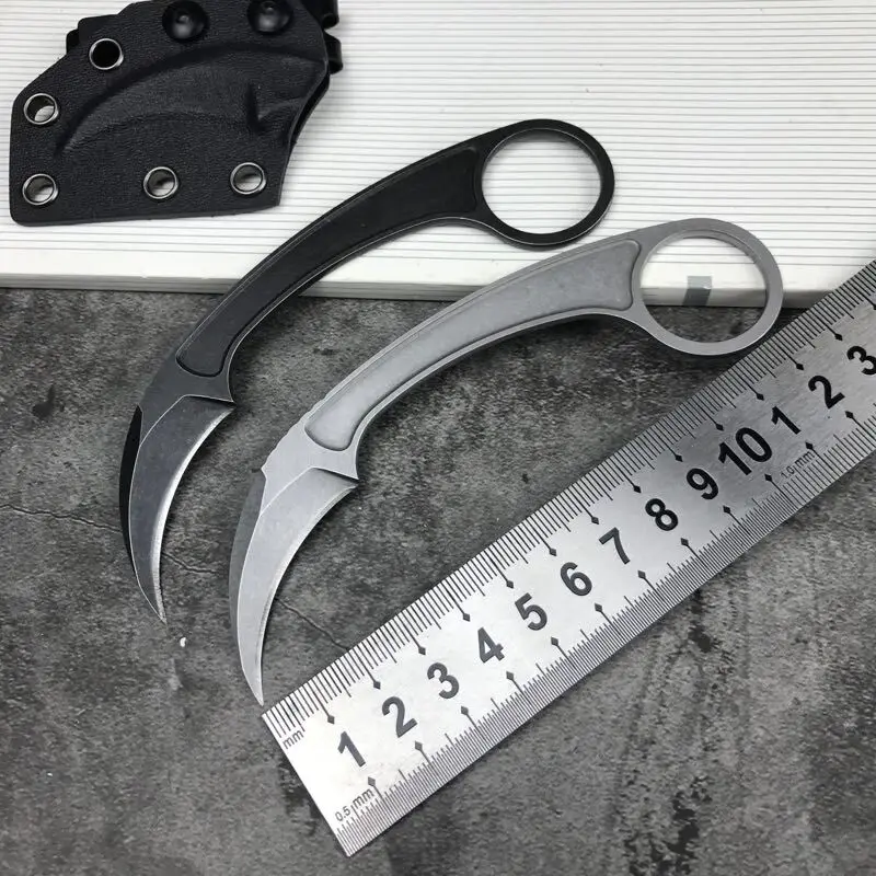 

Bastinelli BAS13 Claw Karambit 440C Stone Wash Blade Steel Handle Fixed Blade Cutter Knife Tactical Pocket Knife Gift Knives