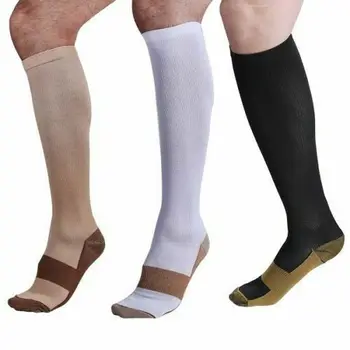 

Unisex Nylon Socks Men's Women's Interwoven Copper Fiber High Compression Socks S-XXL Black White Skin Color