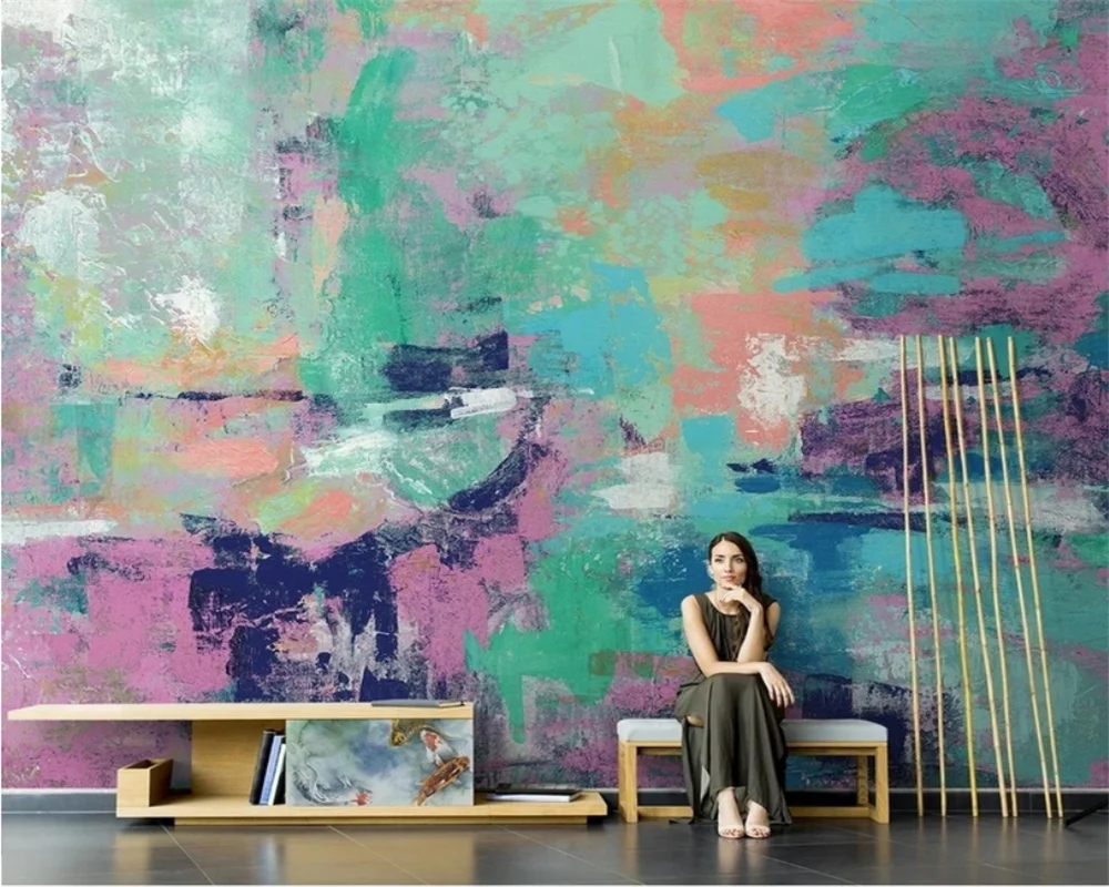 

beibehang Custom Nordic hand-painted graffiti art abstract living room TV background wallpaper papel de parede papier peint