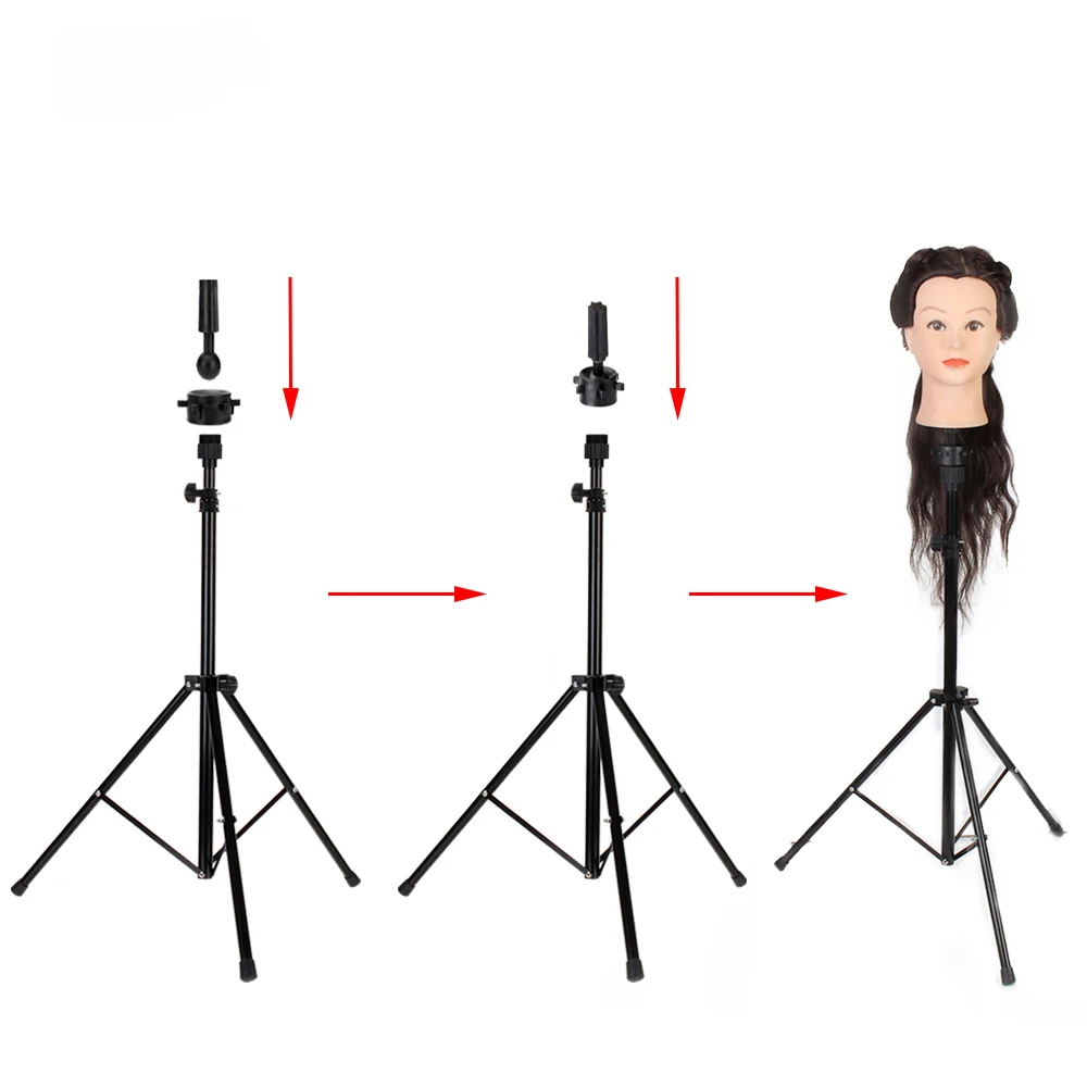 NEVERLAND Stainless Steel Wig Tripod Stand Adjustable Wig Head Holder Salon Hairdressing Training Head Tripod Stand + Carry Bag