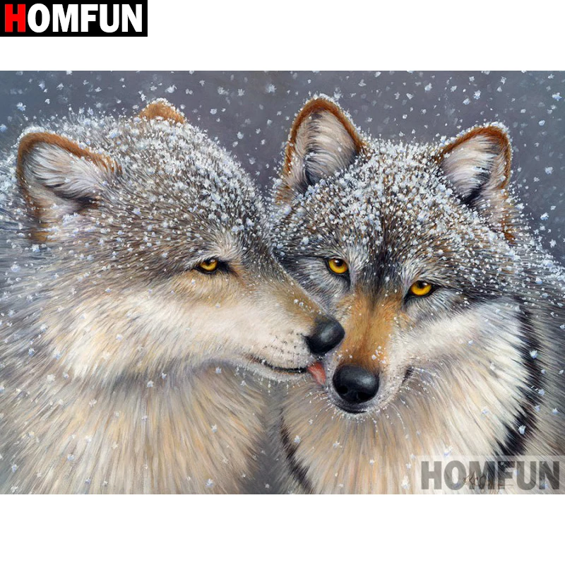 Алмазная 5D картина HOMFUN волк из квадратных/круглых страз для творчества домашний