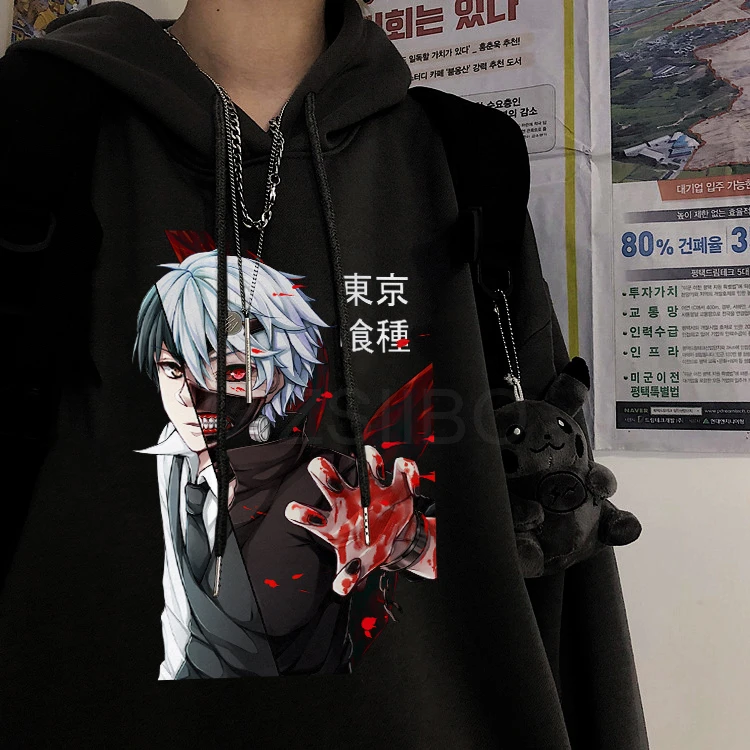 Sudadera con Tokyo Ghoul Kaneki, con estampado de Anime de cara dividida, estilo japonés Harajuku, Punk, Jin, Muyan, Top informal de Hip Hop|Sudaderas con capucha y sudaderas| - AliExpress