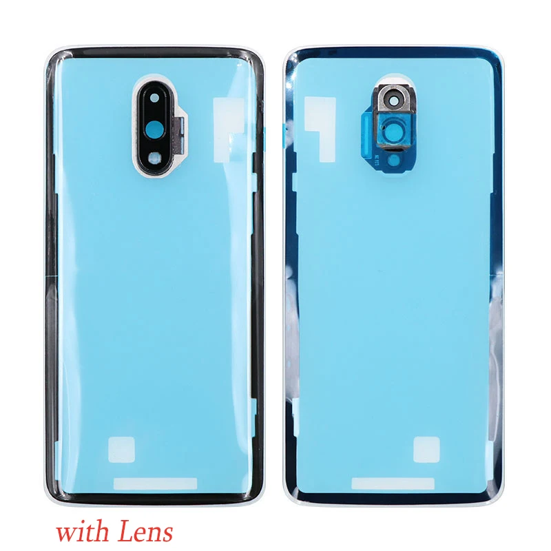 Transparent with Len Для OnePlus 7 Чехол со стеклянным аккумулятором Прочный чехол для задней панели запасной аксессуар для мобильного телефона для OnePlus 7 с объективом камеры - Цвет: Transparent with Len