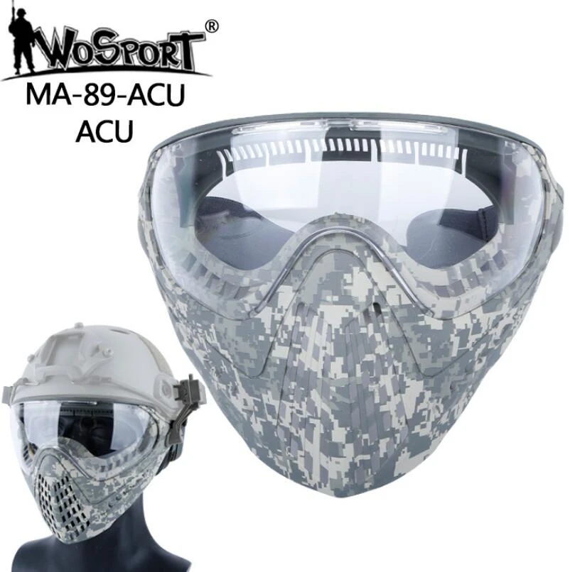 MA-89-ACU Wosport masqu Airsoft lentes tacticos militar hombre для пейнтбола, для улицы, тактические мужские армейские маски для всего лица с очками MA-89 - Цвет: MA-89-ACU