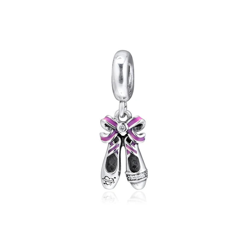 Подходит для браслетов Pandora Charms; Коллекция года; 925 пробы-серебряные ювелирные изделия; балетки в стиле панк; Висячие бусины;