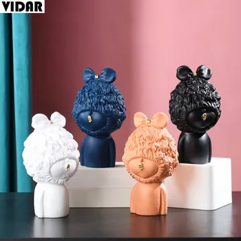 

VIDAR Nordic Resin Pout Baby Ornament Modern Europe Artsy Home Decor Bowknot Angel Sculpture Decoration Living Room Bedroom