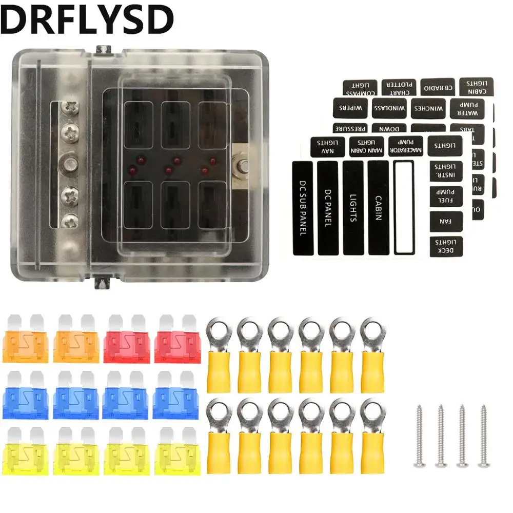 

car fuse box Positive and negative one-in and multiple-out fuse box with LED indicator 1 to 6 way With negative