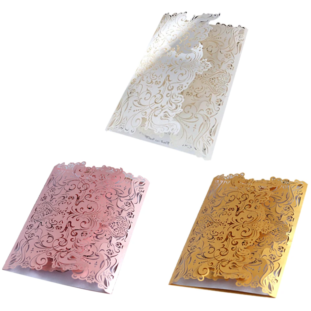  10pcs Hollow Laser Cut Greeting Card Elegant Engagement Wedding Invitation Card Birthday Party Supp - 4000116709664