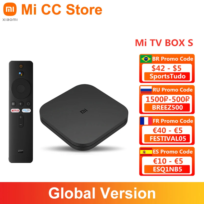 ТВ-приставка Xiaomi Mi TV Box S 4K Ultra HD Android 9 0 HDR 2 ГБ 8 WiFi BT4.2 Google Cast Netflix Smart 4 медиаплеер |
