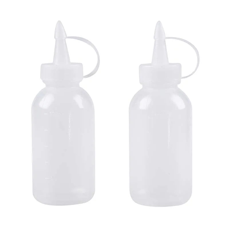 

Kitchen Plastic Sauce Oil Liquid Dispensing Squeeze Bottle 100cc 2 Pcs