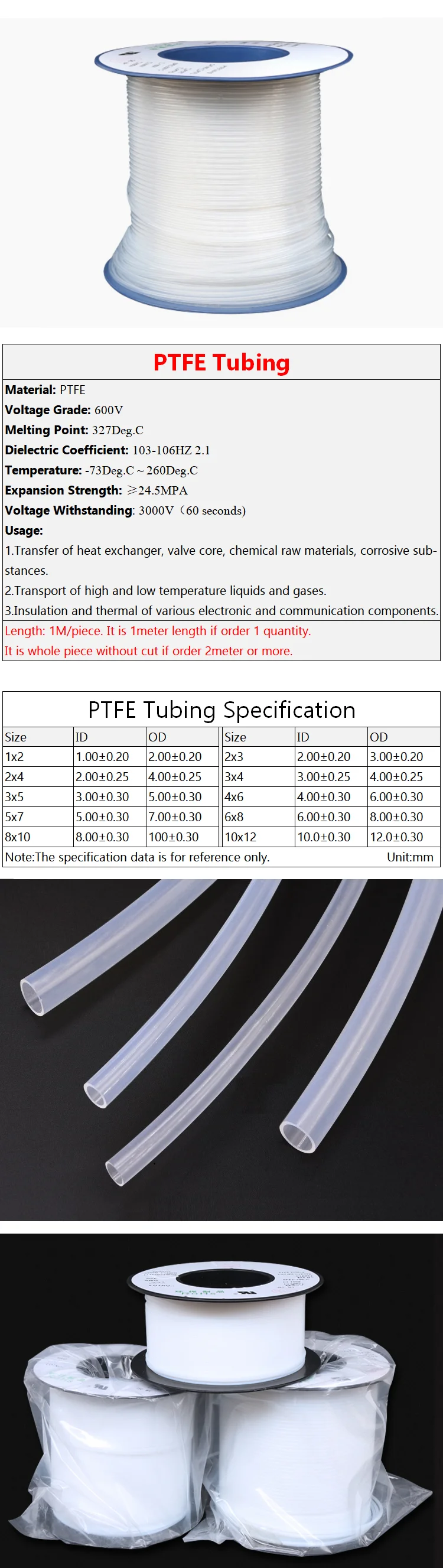 ID 10 мм x 12 мм OD PTFE труба т эфлон Изолированная жесткая капиллярная F4 труба высокая низкая термостойкость передачи шланг 3кВ красочные