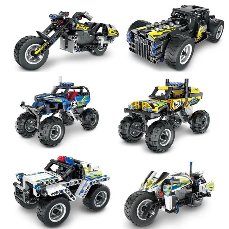 

New Style QIHUI 5802 Science And Technology Assembly Unit Blocks on Wheels with Warrior Transformation Boy Educational Children