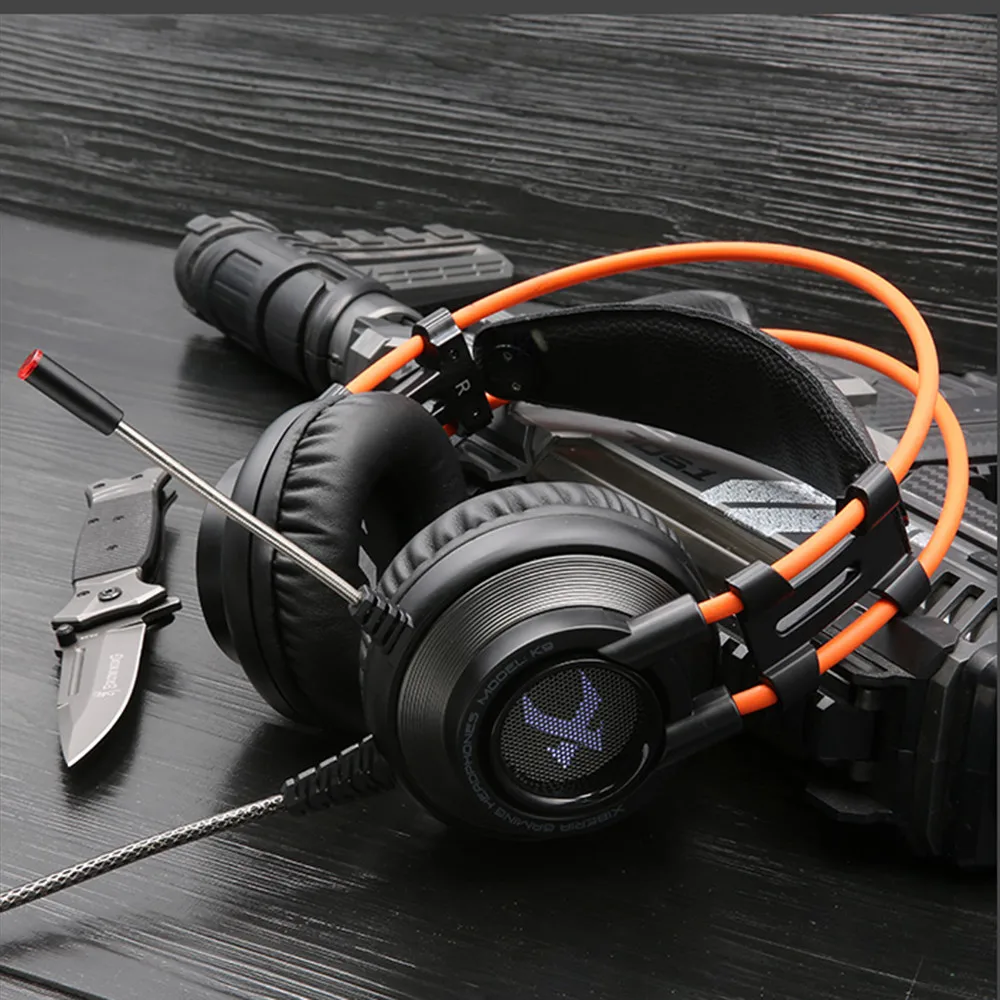 FINEBLUE Xiberia K9 Игровые наушники с микрофоном и светодиодной подсветкой для ноутбука