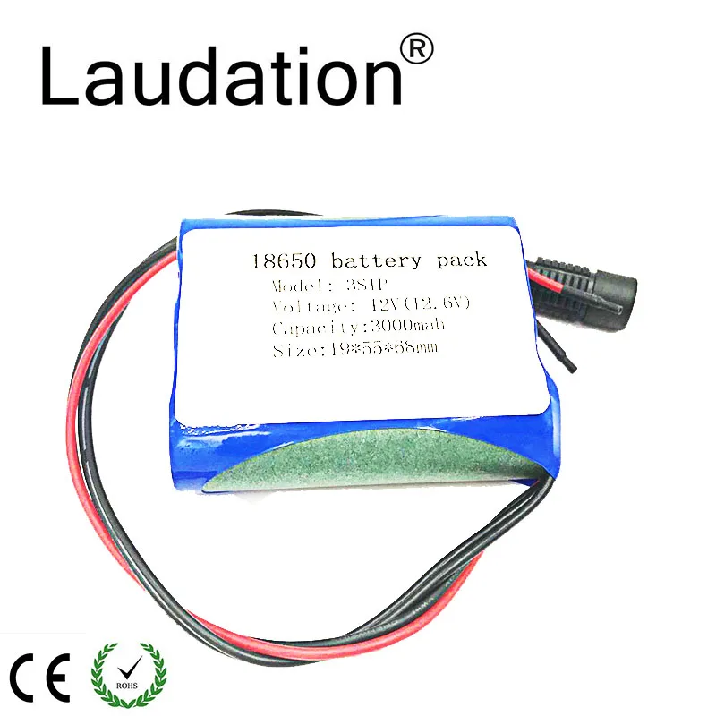 Laudation 12V 3000 mAh 3S 1P Литий ионная батарея 18650 литиевая аккумуляторная защитная