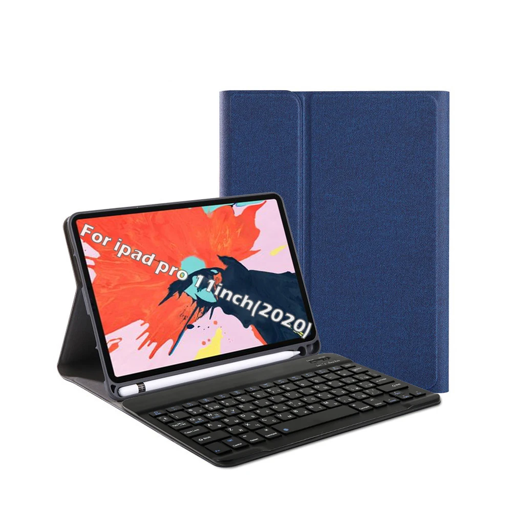 

Russian Keyboard Case for iPad Pro 2020 11 inch Cloth Marks Leather Tablet Protective Case Stand for iPad Pro 11" 2020 Keyboard
