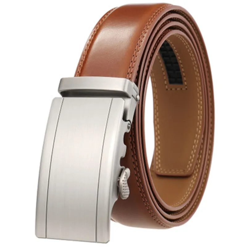 CETIRI Men's formal wear fashion belt suede leather with metal automatic buckle to make excellent top belt webbing belt