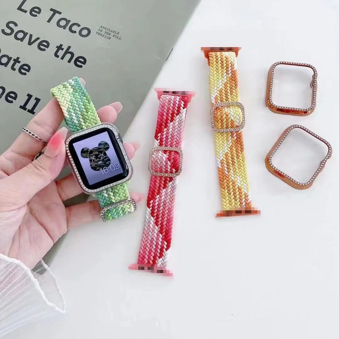 

Чехол и ремешок для IWatch 4 5 6 3 2 SE, Плетеный Эластичный регулируемый нейлоновый браслет для Apple Watch Band 44 мм 40 мм 38 мм 42 мм