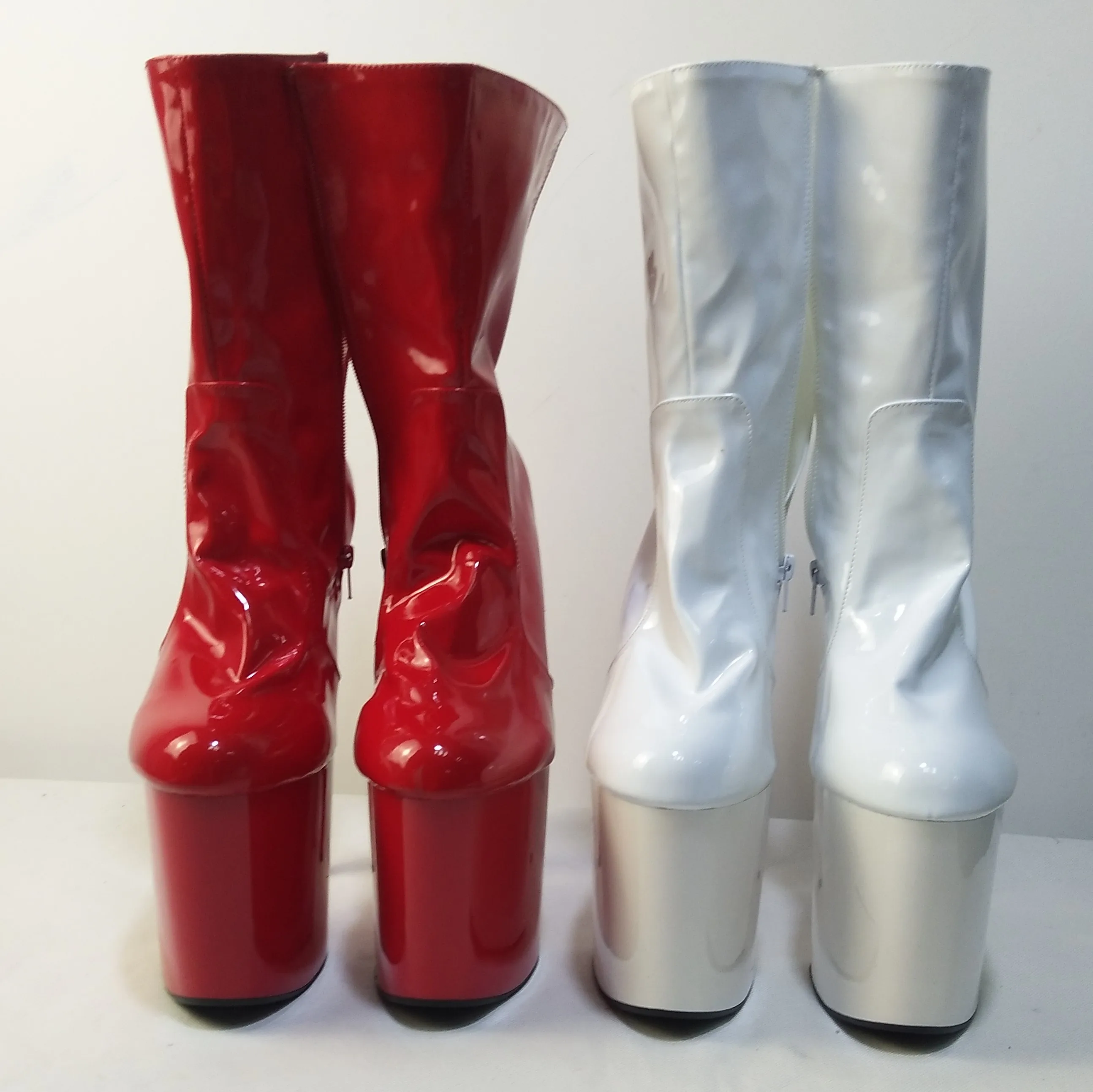 20cm Black sexy patent leather ankle boots, a low - size, low - bottom sex high heels, fine - with special - Dance Shoes