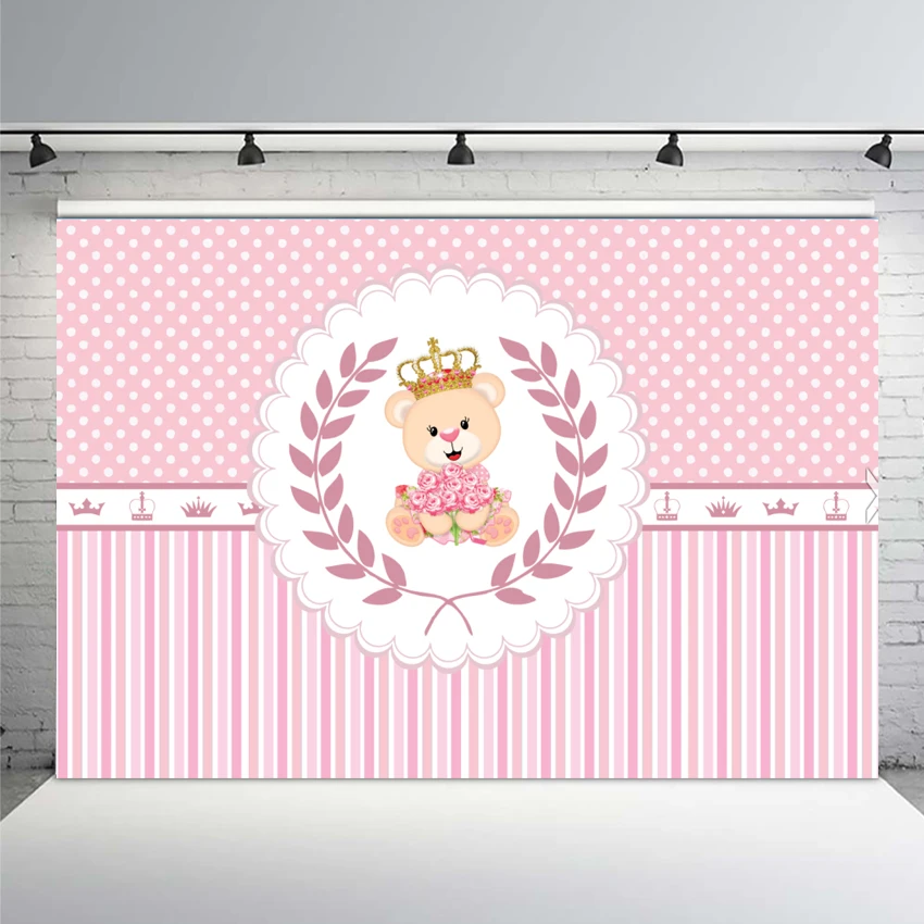 

Background Photography Children Birthday Party Baby Shower Newborn Light Pink Girl Teddy Bear Photo Studio Photo Backdrop