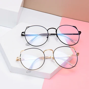 

Fashion Anti Blue Light Gaming Glasses Computer Glasses Metal Retro Glasses Frame Anti Glare Eyeglasses Clear Lens Fake Glasses