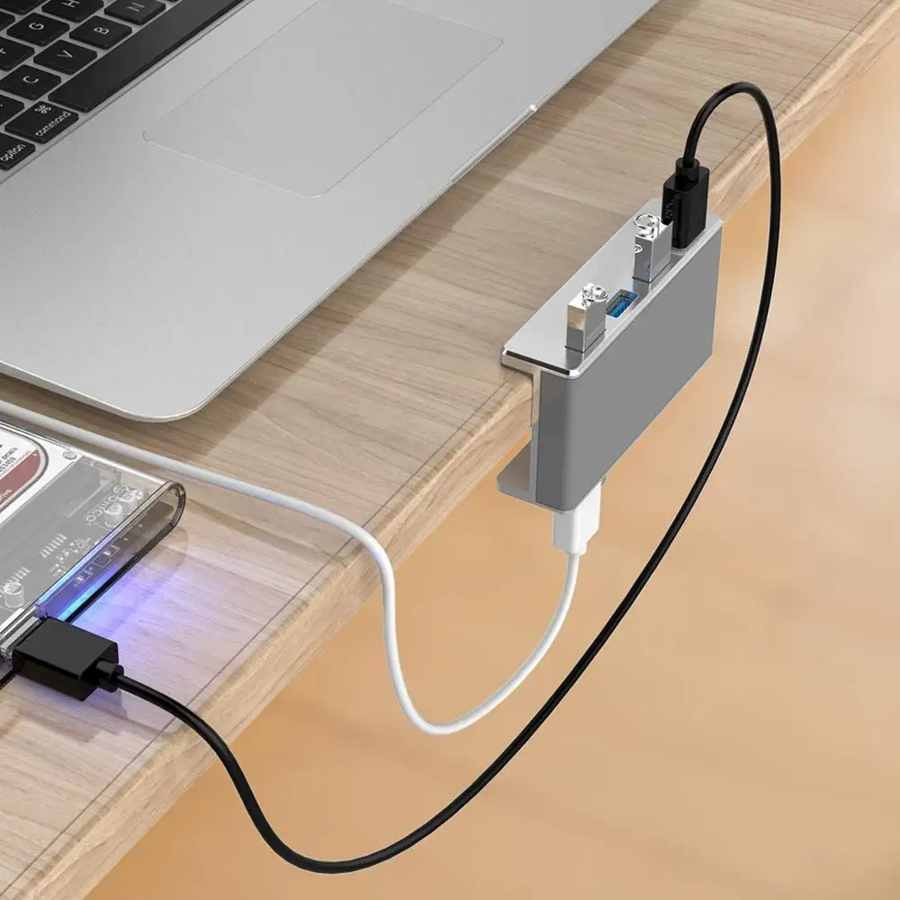 Desk Usb Hub 4 Port Usb 3 0 Hub Clamp Design Extension Clip Al